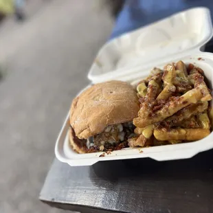 Fun Guy Smash Burger with krazy Crispy Fresh Fries