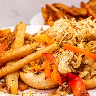 a plate with a sandwich and french fries