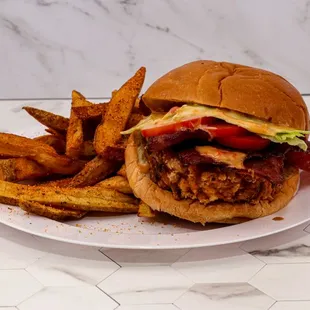 Shrimp Burger and Fries