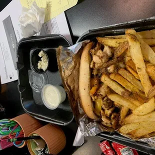 jerk chicken philly cheesesteak and fries