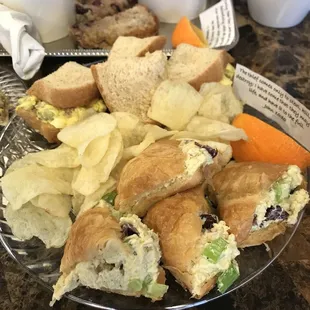 Chicken salad sandwich and egg salad sandwich