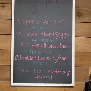 Specials, a little hard to read.