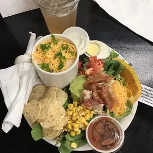 Grabbed the delicious Cobb salad and loaded baked potato soup.