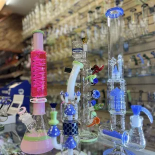 a variety of glass pipes