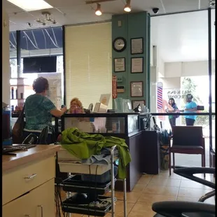 Waiting for my man, Tim to trim my super long and thick hair.