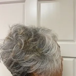 My last toner and hair cut; all the box dye out and the true color of my hair.