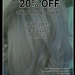 Don't miss out on this limited time offer!
20% off all lightening services. Call to make your appointment now.
915-637-8706
