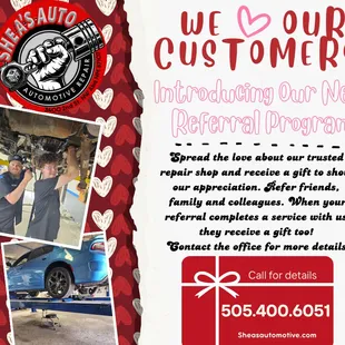 Introducing our NEW Referral Program! Call for details