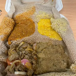 a plate of ethiopian food