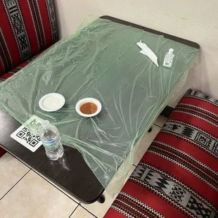 Cheap plastic table covers.