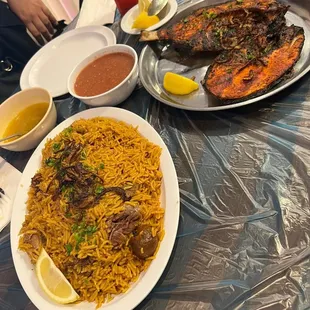 Lamb kabsa and special fish ...large bones so easy to detect