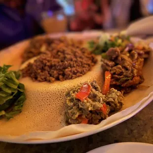 a plate of ethiopian food