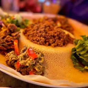 a plate of ethiopian food