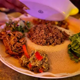a plate of ethiopian food