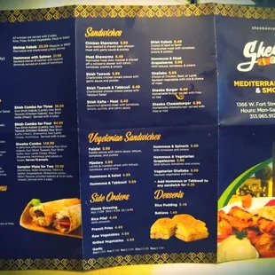 the menu of the restaurant