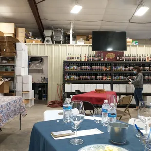 Our tasting table and wine racks