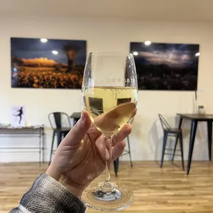 a hand holding a glass of wine