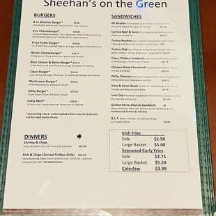menu