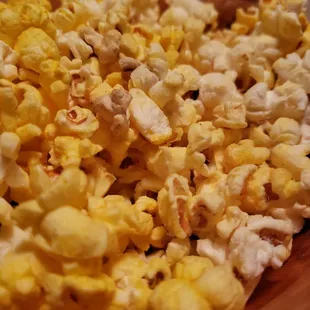 Free popcorn at the table.