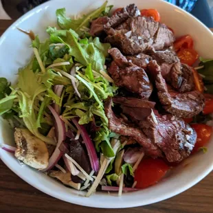 Mushroom salad with steak