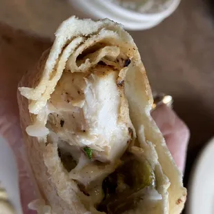 Inside look at my chicken wrap.
