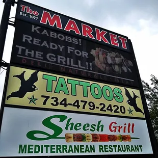 a sign for the market