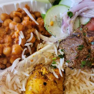 Chicken and steak are having a conversation before they are annihilated