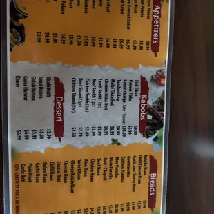 menu