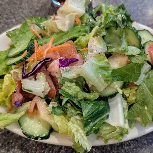 Fresh salad that always overflow the plate.