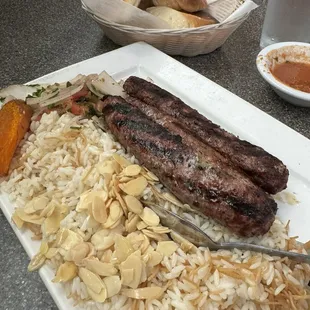 Kafta, rice, pita
