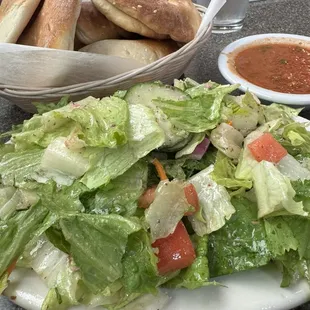 Salad and pita, comes with entrée