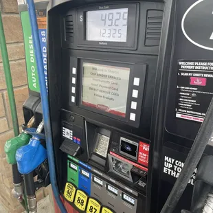 a gas pump at a gas station