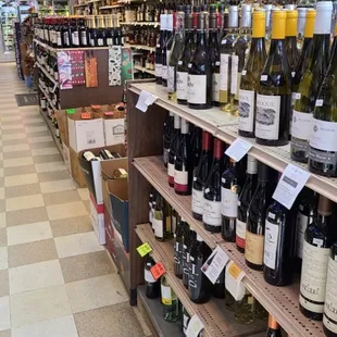 rows of wine bottles