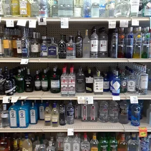 shelves of liquor