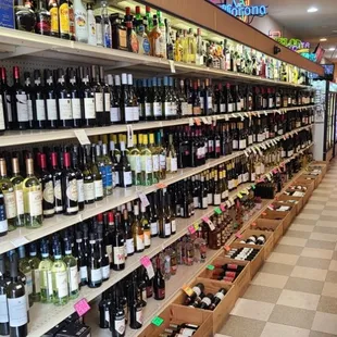 rows of wine bottles