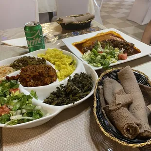 Veggie Combination and Spicy beef tibs!