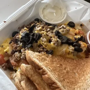 ordered a vegetarian skillet and they to put some ground beef in it. i'm confused as to why there's beef, when that was not on the menu