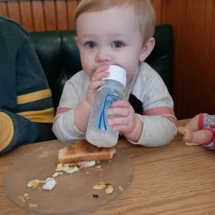 Having her breakfast