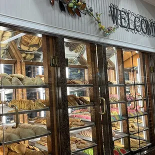 a display of baked goods