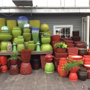 We love to plant flowers in our beautiful pottery.