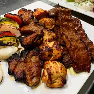 Chicken Breast, lamb lion &amp; ground sirloin kabob