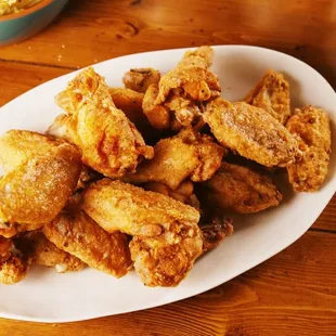  a plate of fried chicken