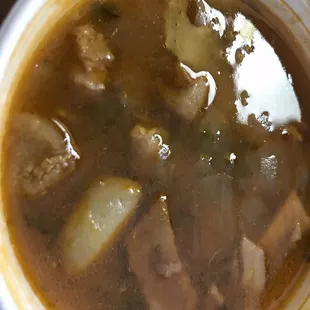 a bowl of soup on a table