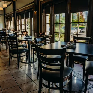 empty tables and chairs