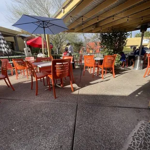 tables and chairs outside