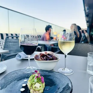 Blue fin Tuna tartare paired with Cabernet &amp; Chardonnay
