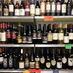 bottles of wine on shelves