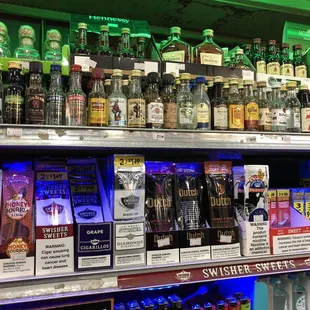 a variety of alcohol bottles
