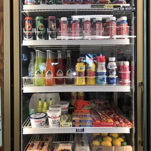 a refrigerator full of drinks