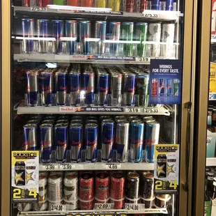a display of cans of soda
